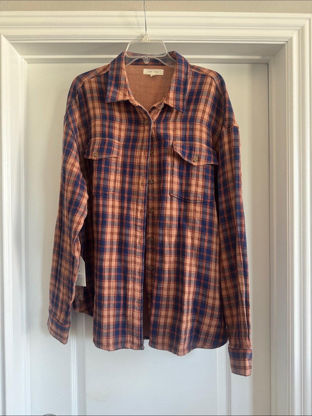 Cleo + Wolf Women’s Rust, Brown and Navy Plaid Button-Down Shirt